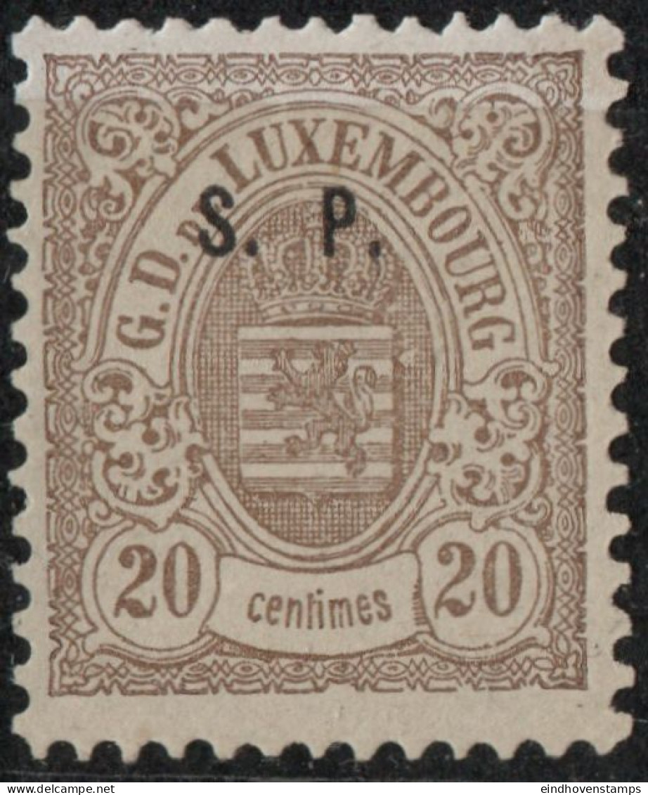 Luxemburg 1880 20 C Small SP Overprint 1 Value Prf 12½ MH - 1906 Guillermo IV