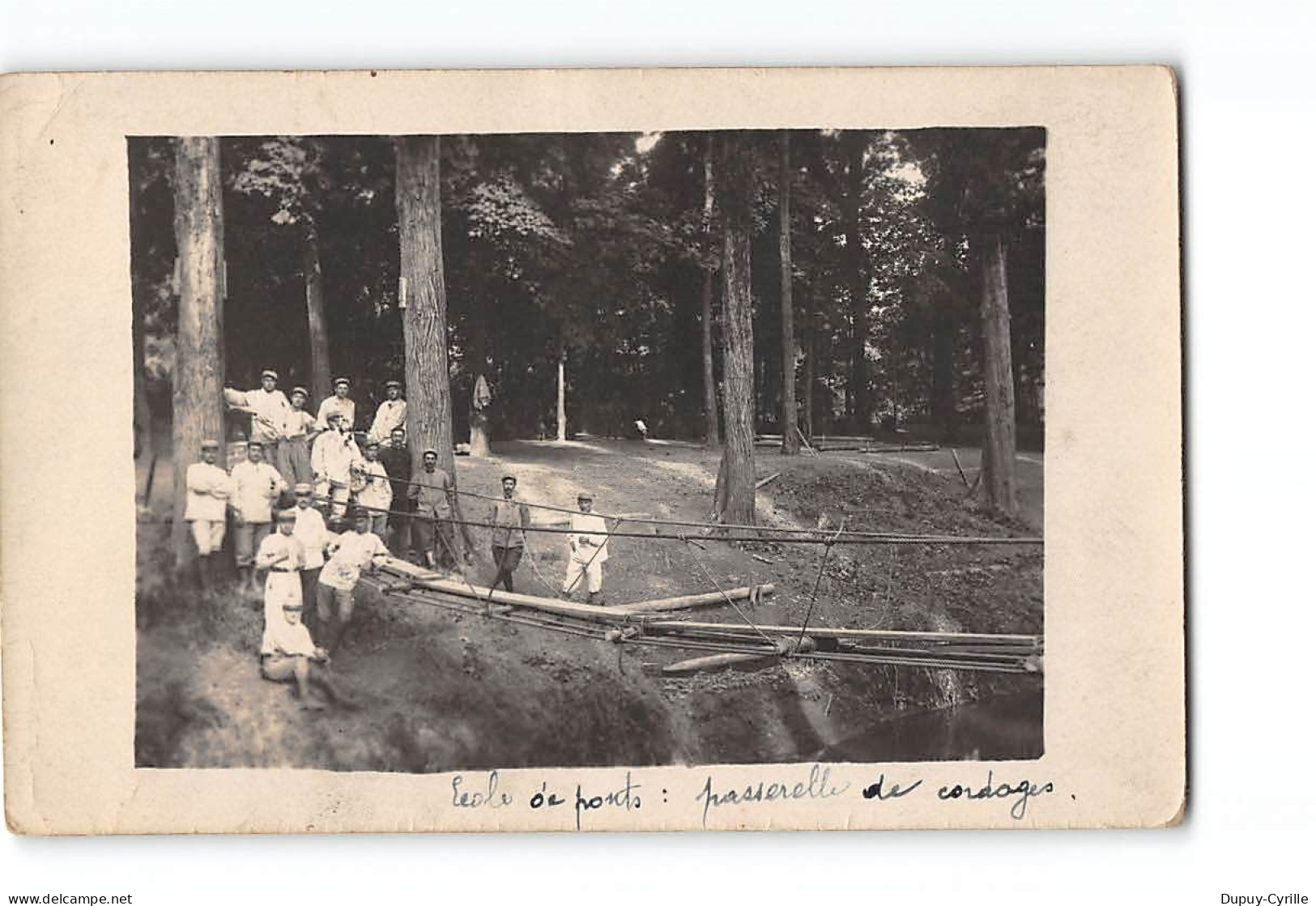 GRENOBLE - Carte Photo - 1917 - Ecole De Ponts - Passerelle De Cordages - état - Grenoble