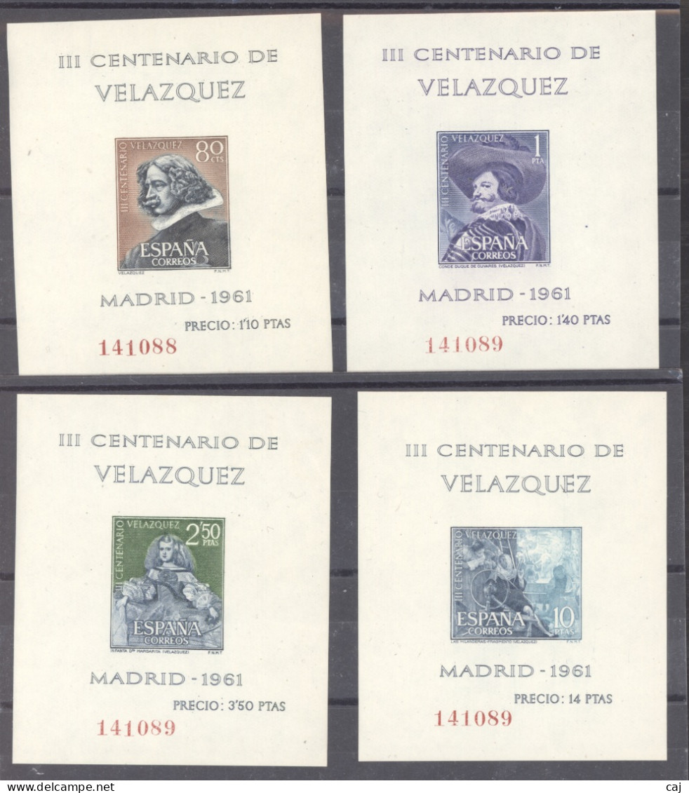 Espagne  -  Blocs  :  Yv  21-24  **  Velasquez - Blocs & Feuillets