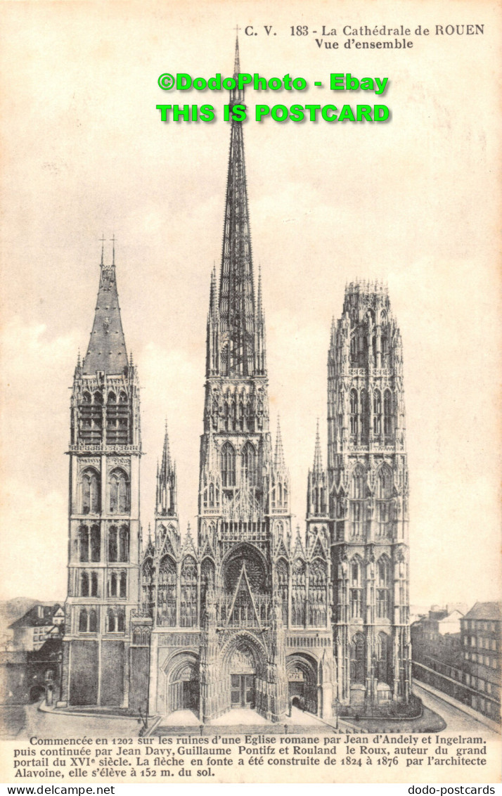 R450308 C. V. 183. La Cathedrale De Rouen. Vue Densemble. Commencee En 1202 Sur - World