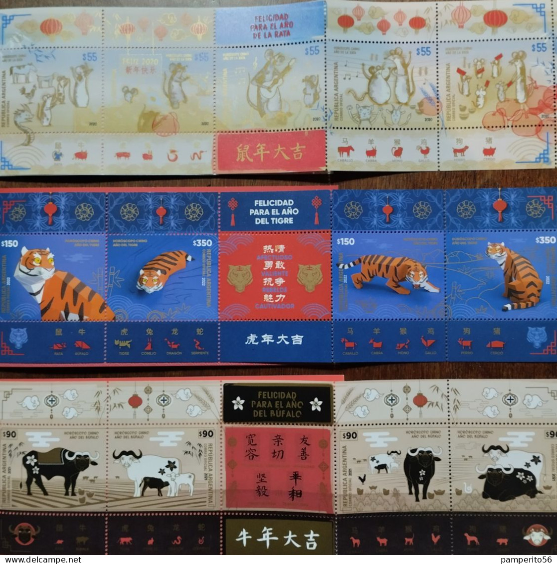 ARGENTINA - AÑO 2020-2021-2022 - AÑO NUEVO CALENDARIO CHINO - BUEY, RATA, TIGRE - CARNETS - Unused Stamps