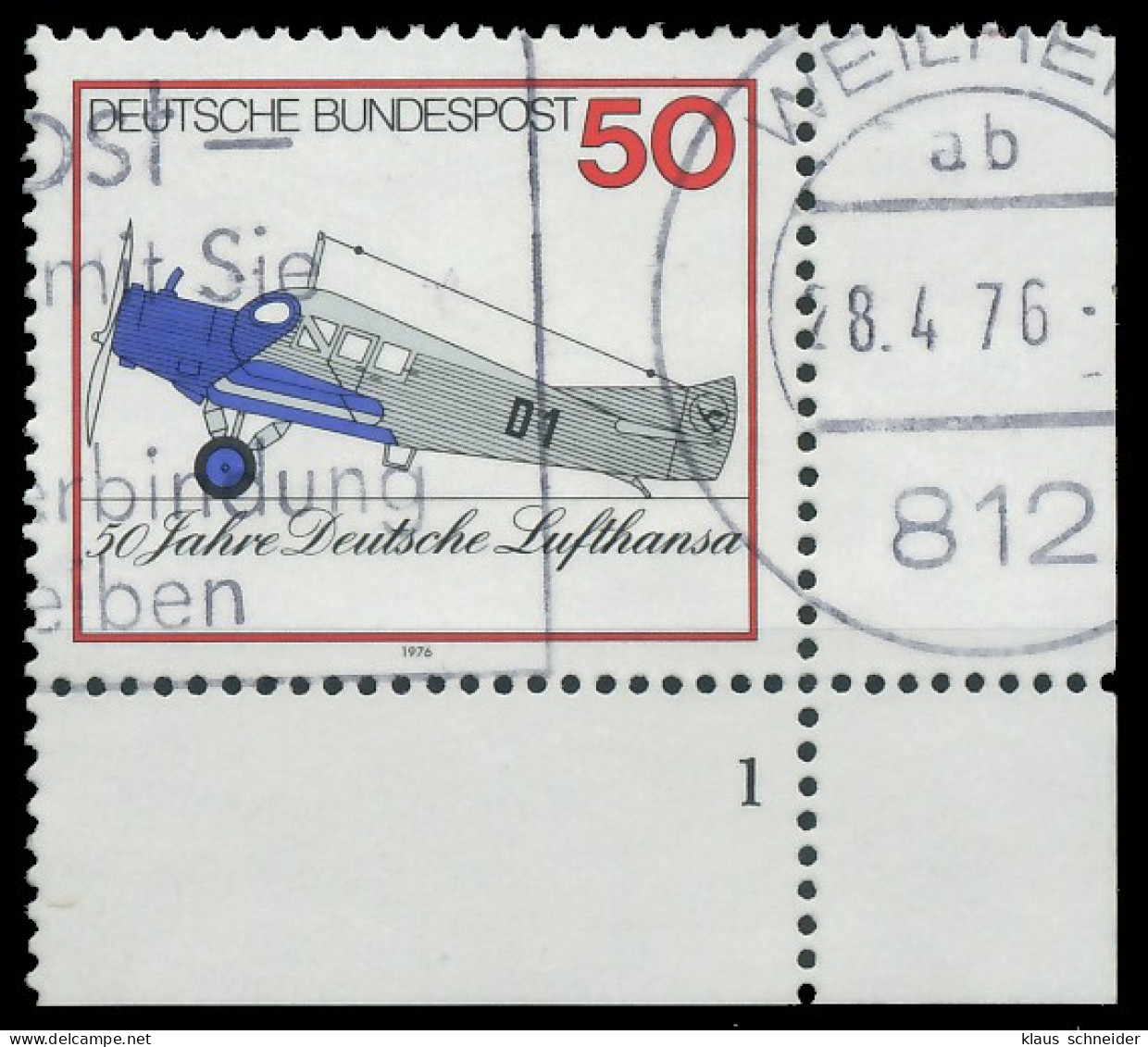 BRD BUND 1976 Nr 878 Gestempelt FORMNUMMER 1 X3D0AD2 - Used Stamps