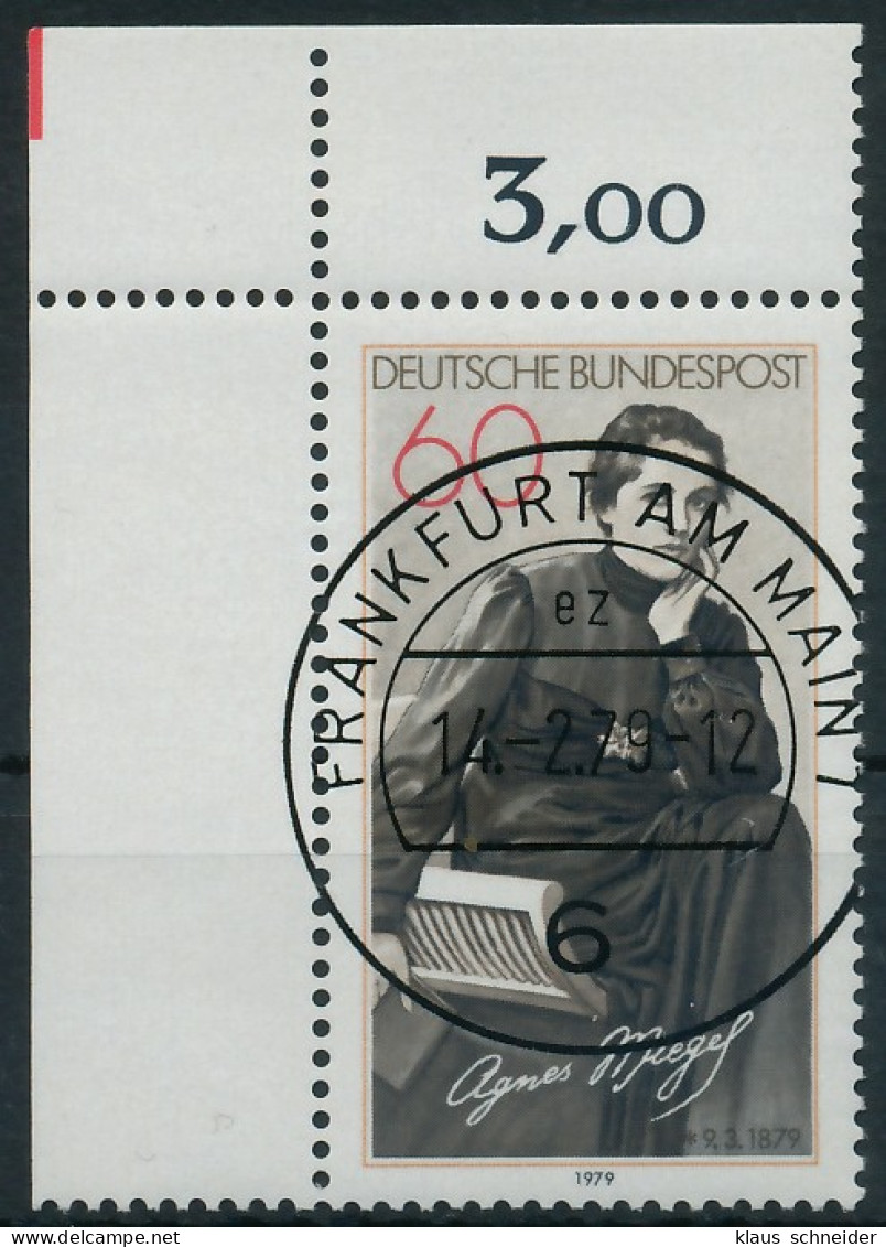 BRD BUND 1979 Nr 1001 Zentrisch Gestempelt ECKE-OLI X3D651A - Gebraucht