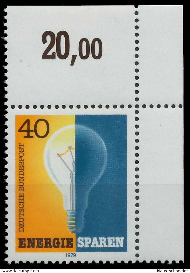 BRD BUND 1979 Nr 1031 Postfrisch ECKE-ORE X3D65CE - Unused Stamps