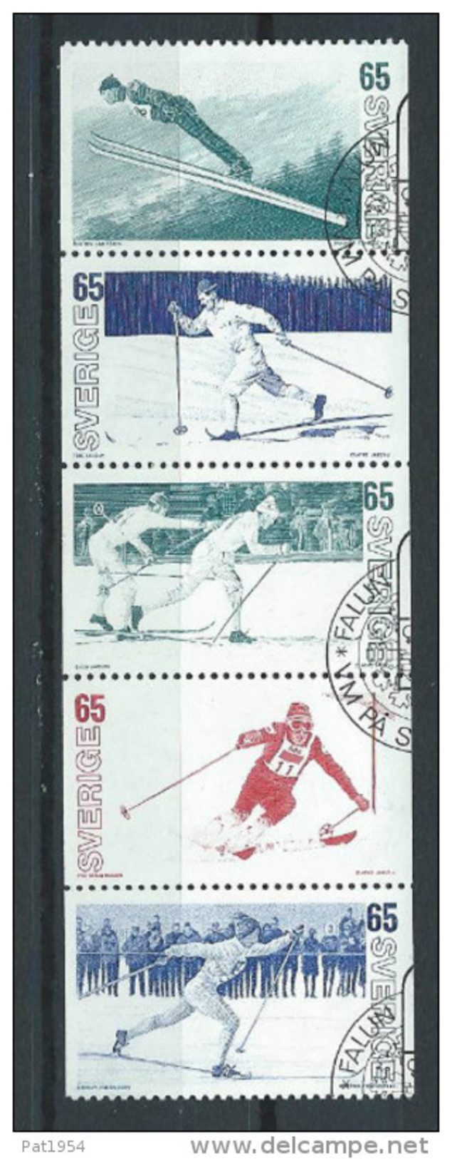 Bande Série De Suède émise En 1974 N° 815/819 Oblitérée. Sports D'hiver, Ski - Usati