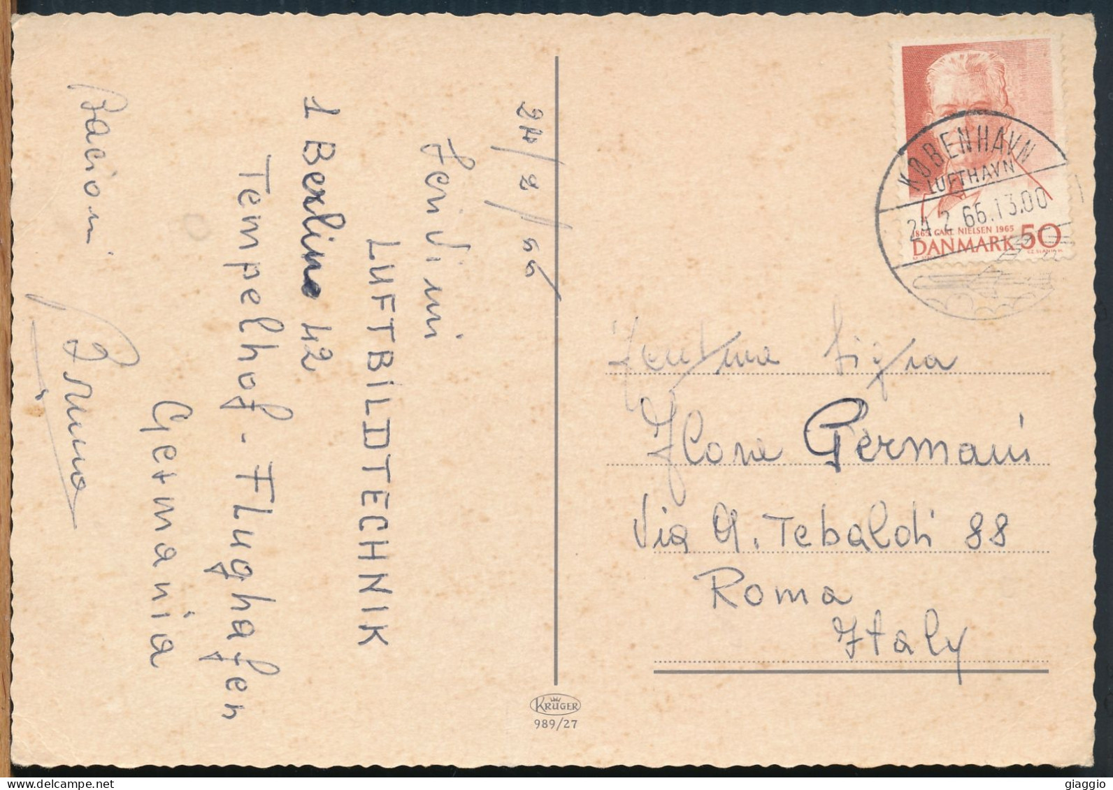 °°° 31016 - DENMARK - COPENHAGEN SOUVENIR - 1966 With Stamps °°° - Danemark