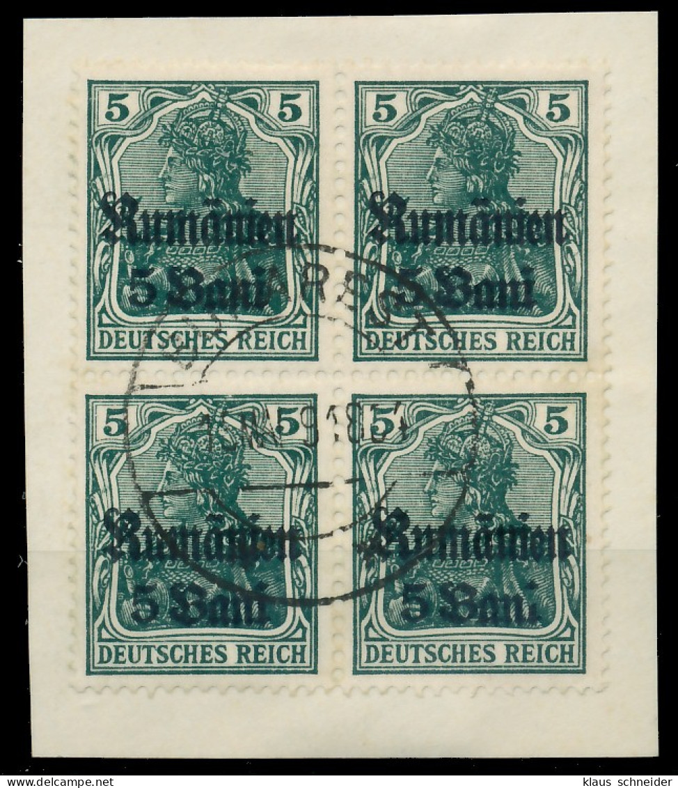 BES. 1WK D-MV RUMÄNIEN Nr 8a Zentrisch Gestempelt VIERERBLOC X410EB6 - Besetzungen 1914-18