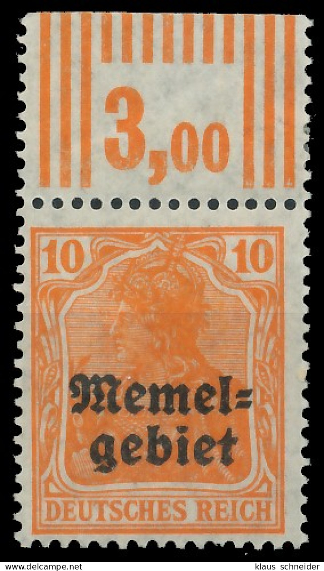 MEMEL 1920 GERMANIA Nr 14 WOR Postfrisch Ungebraucht ORA X416A9A - Memelgebiet 1923