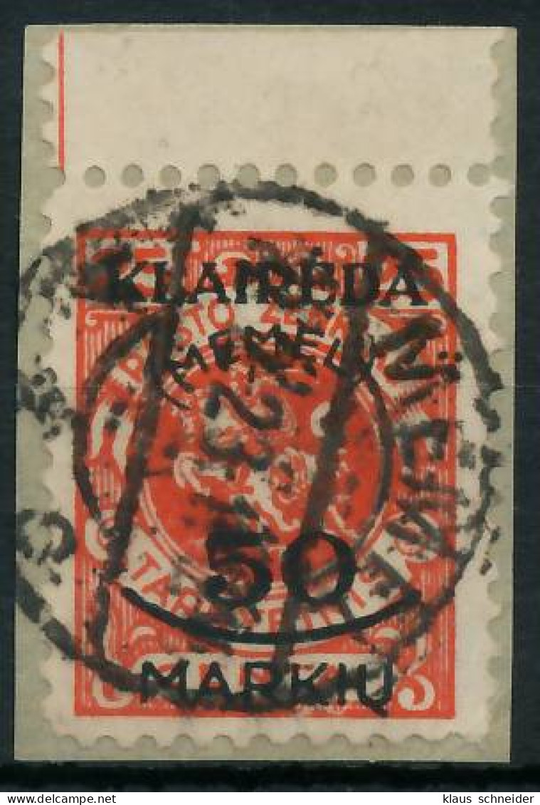 MEMEL 1923 Nr 126 Zentrisch Gestempelt Briefstück Gepr. X416BDE - Memelgebiet 1923