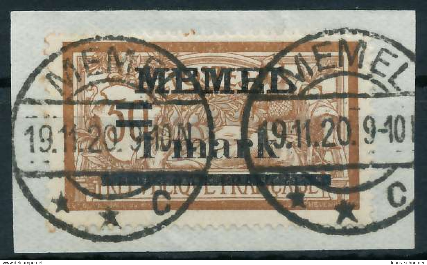 MEMEL 1920 Nr 26y Zentrisch Gestempelt Briefstück X4477C6 - Memelgebiet 1923