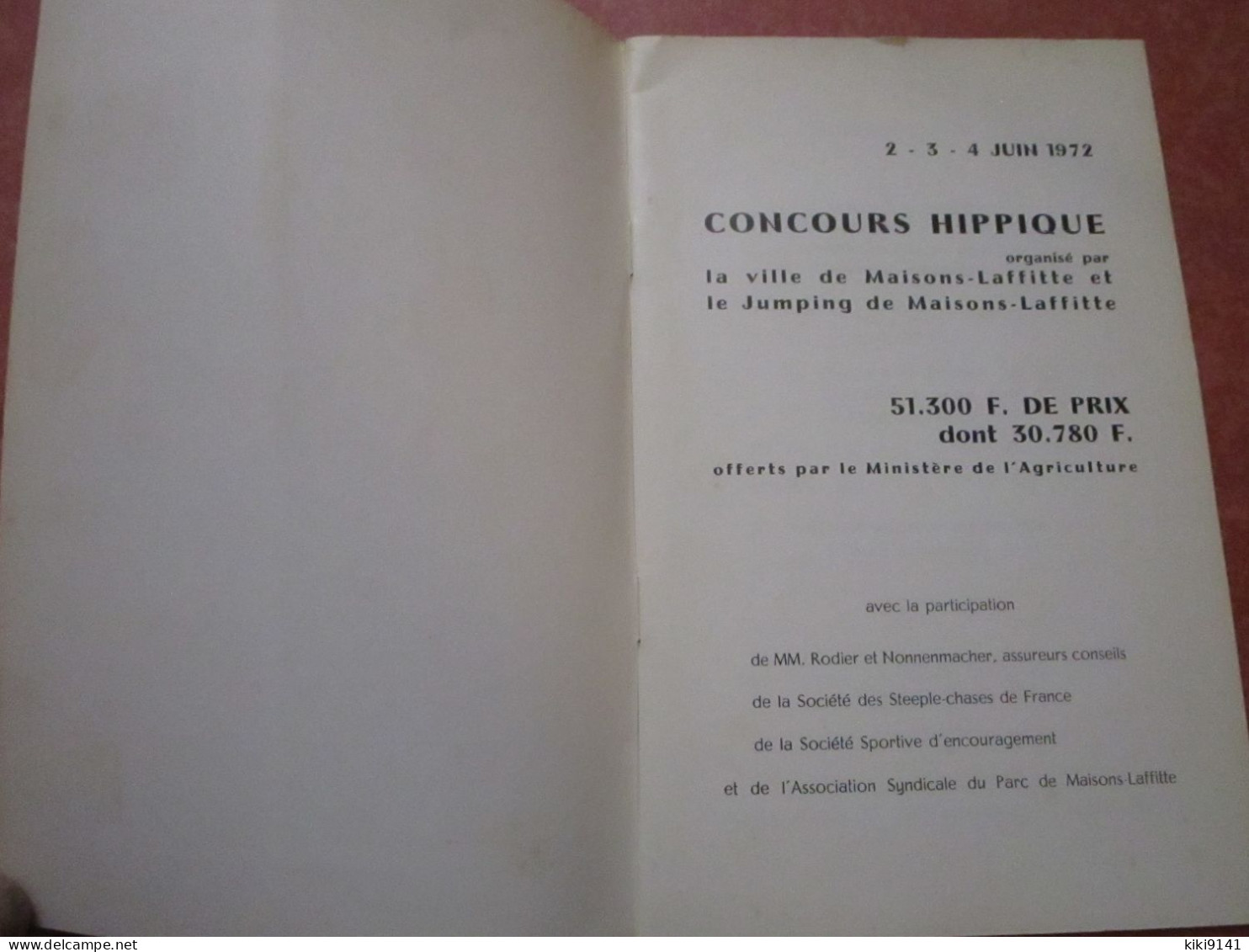 JUMPING DE MAISONS-LAFFITE - Concours Hippique Des 2-3-4 Juin 1972 (24 Pages) - Equitation