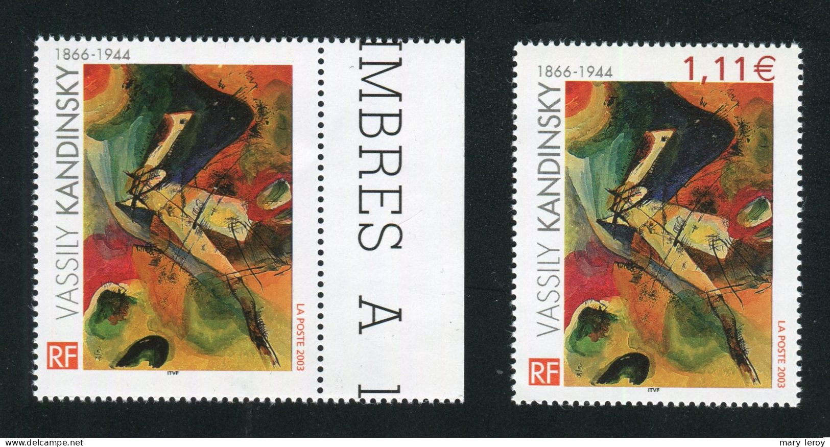 Rarissime N° 3585a Kandinsky Sans La Valeur Faciale - Certificat Brun - Neufs