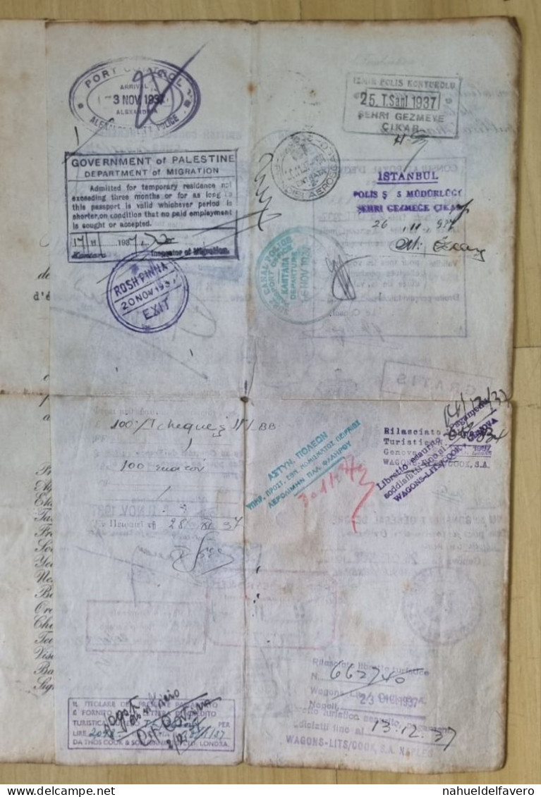 Argentina 1937 Pasaporte Con Maracas Y Sellos De Muchos Paises - Historical Documents
