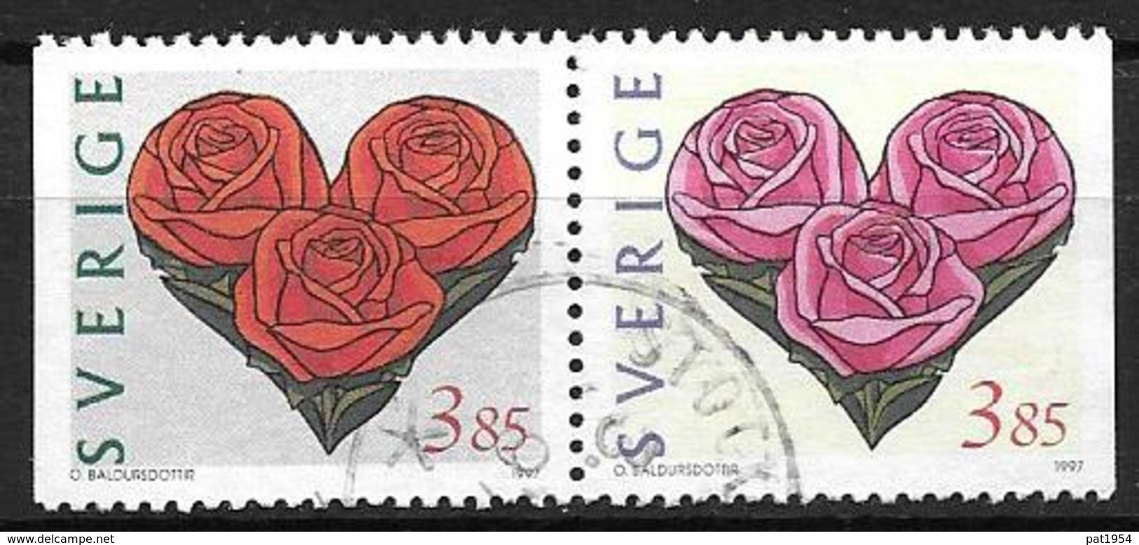 Suède 1997 1964/1965 Oblitérés, En Paire, Saint Valentin - Usados