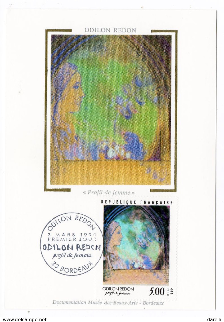 Carte Maximum 1990 - Odilon REDON - Profil De Femme YT 2635 - 33 Bordeaux - 1990-1999