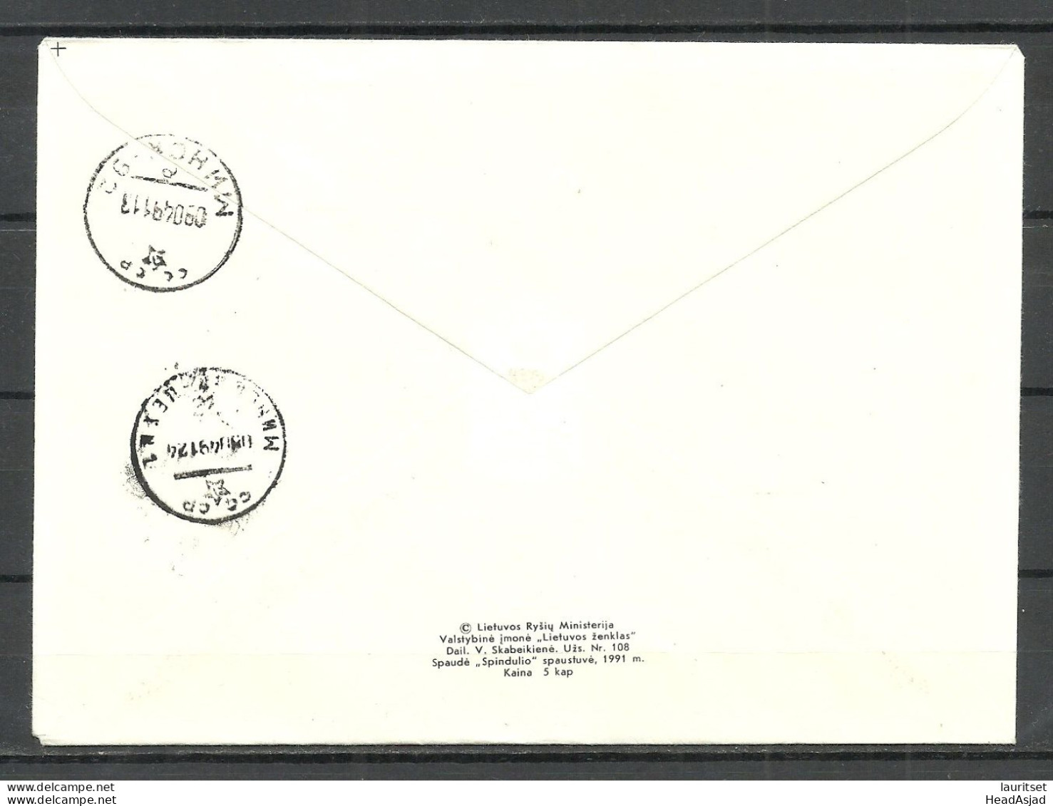 LITAUEN Lietuva Lithuania 1991 Cover To Belarus - Litouwen