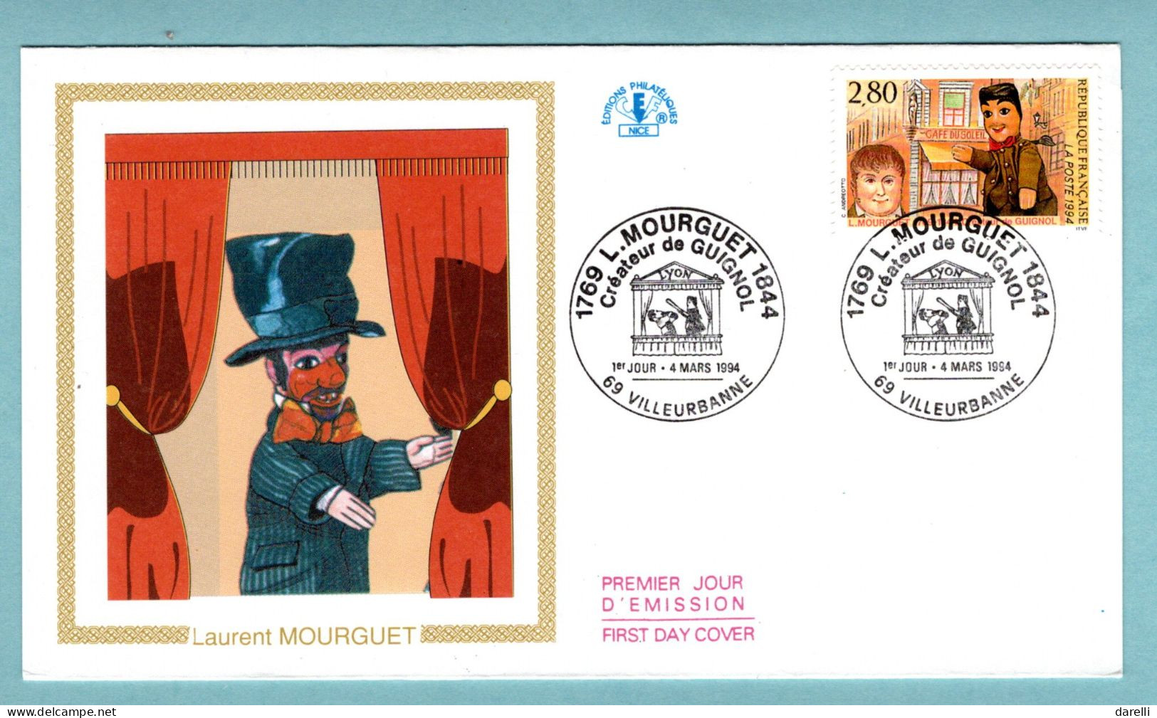 FDC France 1994 - L. Mourguet Créateur De Guignol - YT 2861 - 69 Villeurbanne - 1990-1999