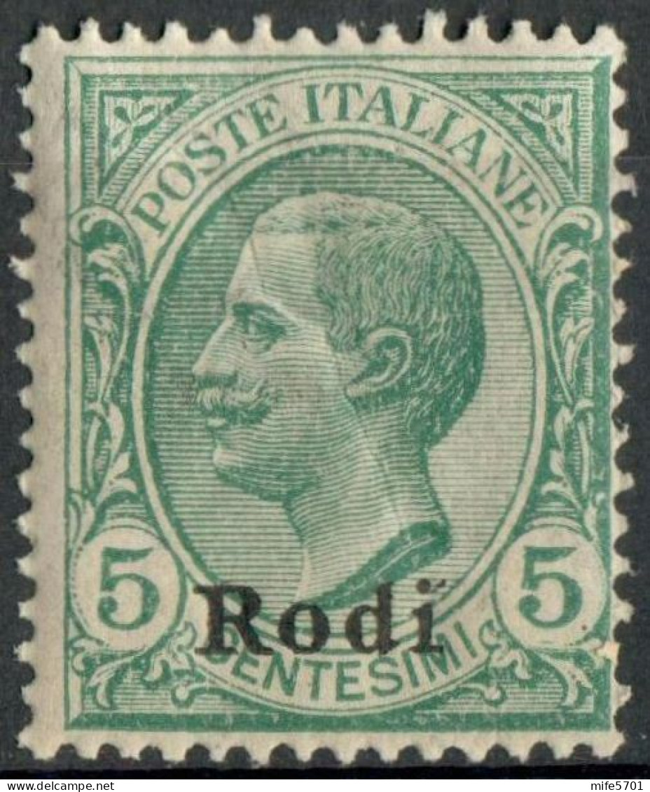 REGNO COLONIE EGEO RODI 1916 FRANCOBOLLO DA C. 5 SOPRASTAMPATO 'RODI' NUOVO MNH ** SASSONE 2 - Ägäis (Rodi)