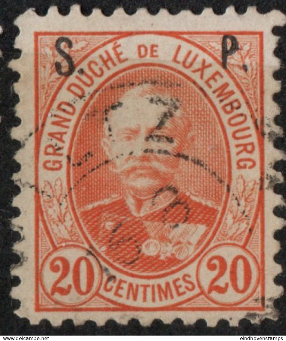 Luxemburg 1891, 20 C Adolf Stamp SP Service Overprint 1 Value Cancelled - 1906 Guillermo IV