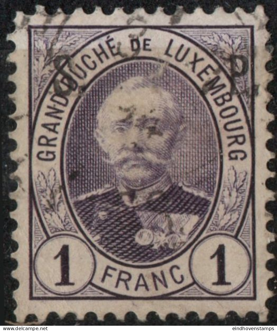 Luxemburg 1891, 1 Fr Adolf Stamp Perforation 12½ SP Service Overprint 1 Value Cancelled - 1906 Wilhelm IV.