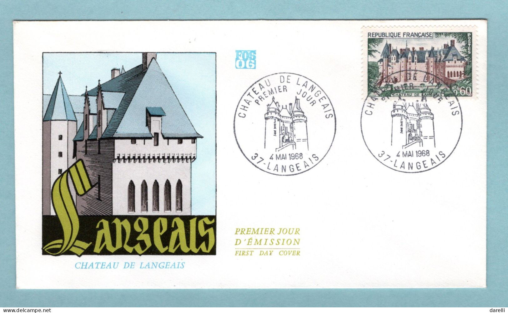 FDC France 1968 - Château De Langeais - YT 1559 - 37 Langeais - 1960-1969