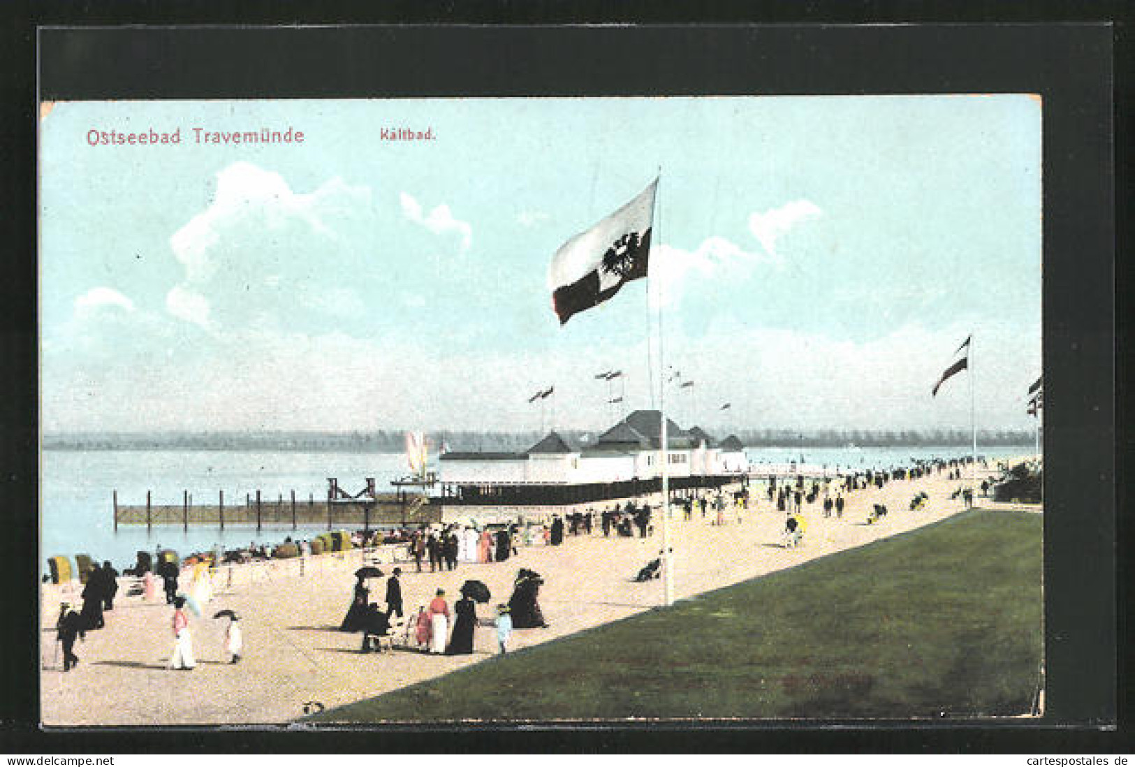 AK Ostseebad Travemünde, Kaltbad Mit Strand  - Luebeck-Travemuende