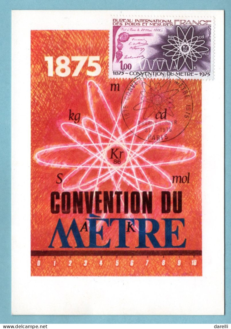 Carte Maximum 1975 - Bureau International Des Poids Et Mesures - Convention Du Mètre - YT 1844 - Paris - 1970-1979