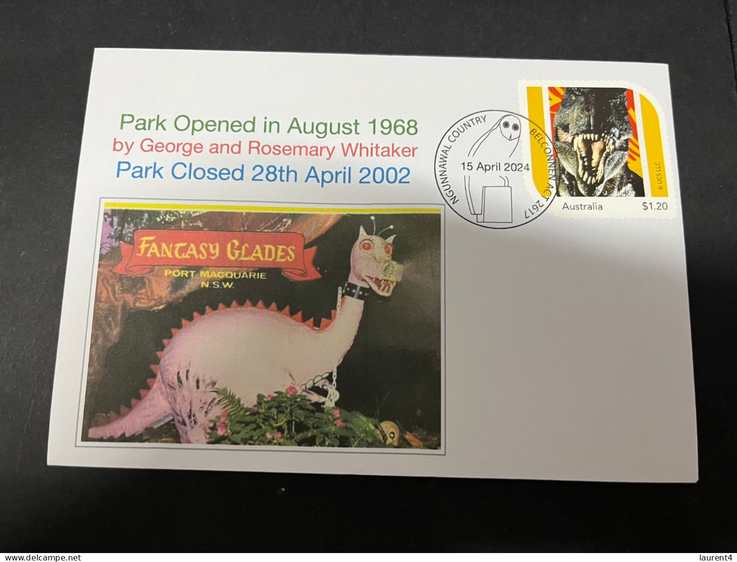 17-5-2024 (5 Z 17) Australian Personalised Stamp Isssued For Jurassic Park 30th Anniversary (Dinosaur & Fantasy Glades) - Prehistorisch