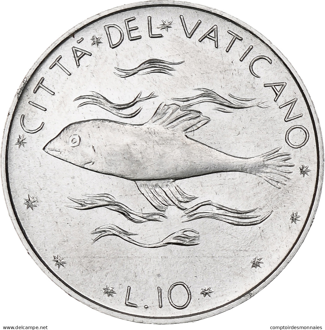 Vatican, Paul VI, 10 Lire, 1974 / Anno XII, Rome, Aluminium, SPL+, KM:119 - Vatican