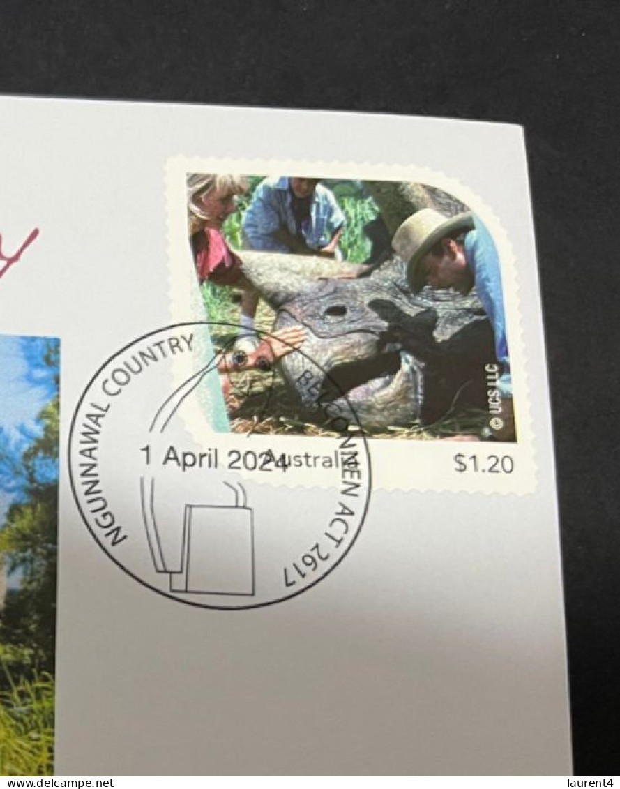 17-5-2024 (5 Z 17) Australian Personalised Stamp Isssued For Jurassic Park 30th Anniversary (Dinosaur & 1st April 2024) - Vor- U. Frühgeschichte