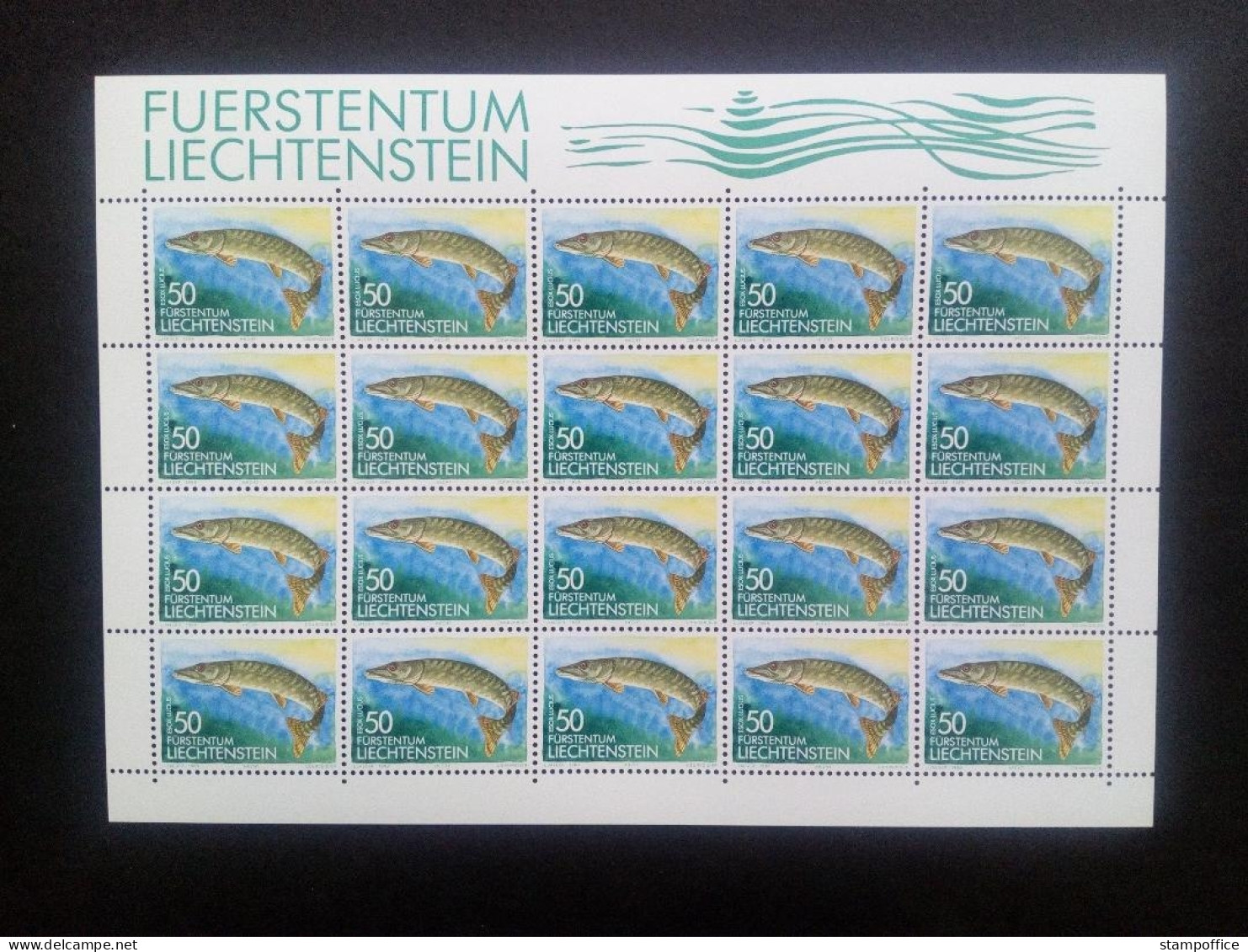 LIECHTENSTEIN MI-NR. 964-966 POSTFRISCH KLEINBOGENSATZ FISCHE 1989 HECHT FORELLE BACHSCHMERLE - Blocks & Kleinbögen