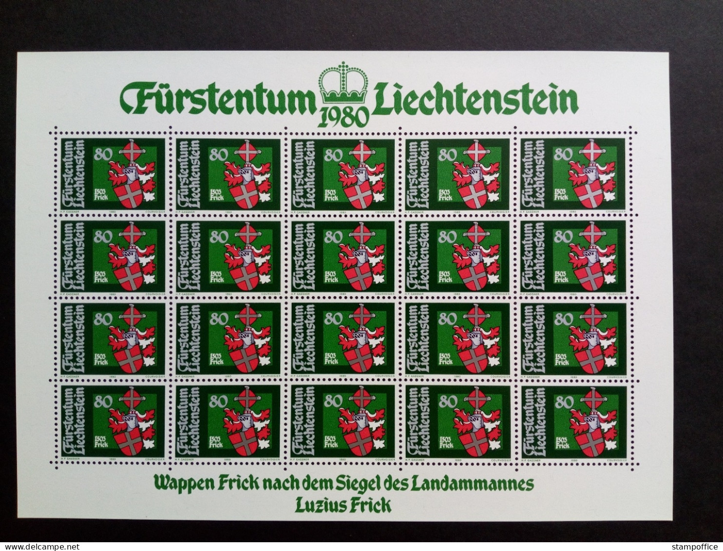 LIECHTENSTEIN MI-NR. 743-746 POSTFRISCH(MINT) KLEINBOGENSATZ WAPPEN DER LANDAMMÄNNER (I) 1980 - Briefmarken