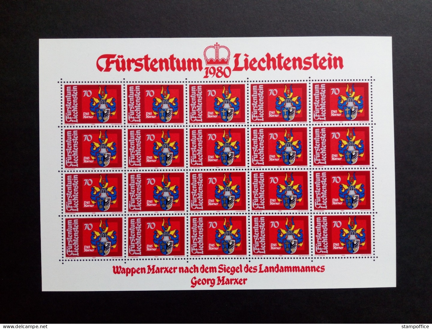 LIECHTENSTEIN MI-NR. 743-746 POSTFRISCH(MINT) KLEINBOGENSATZ WAPPEN DER LANDAMMÄNNER (I) 1980 - Stamps