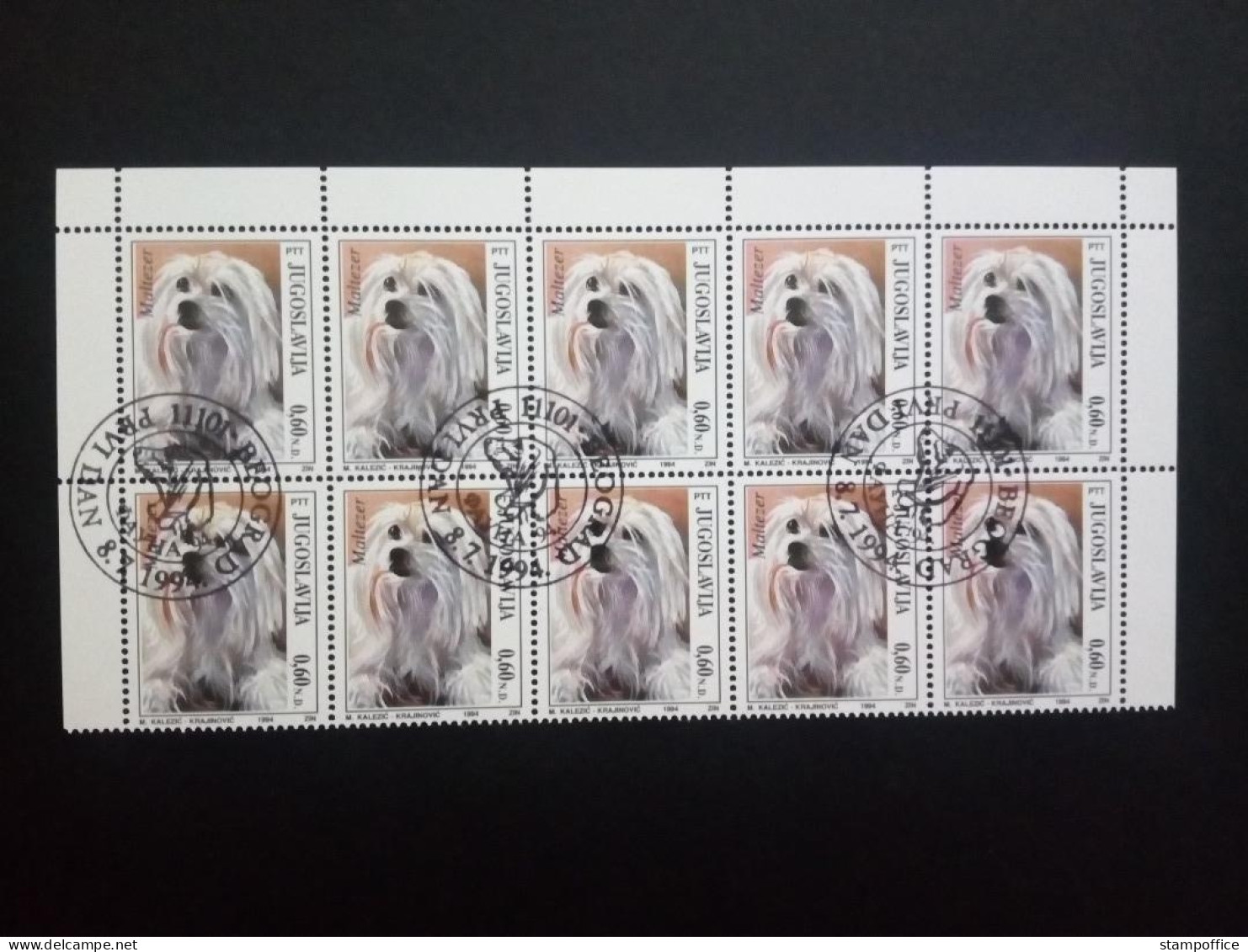 JUGOSLAWIEN MI-NR. 2662-2665 GESTEMPELT(USED) BOGENTEIL(10) HUNDE 1994 HUSKY BASSET TERRIER MALTESER - Chiens