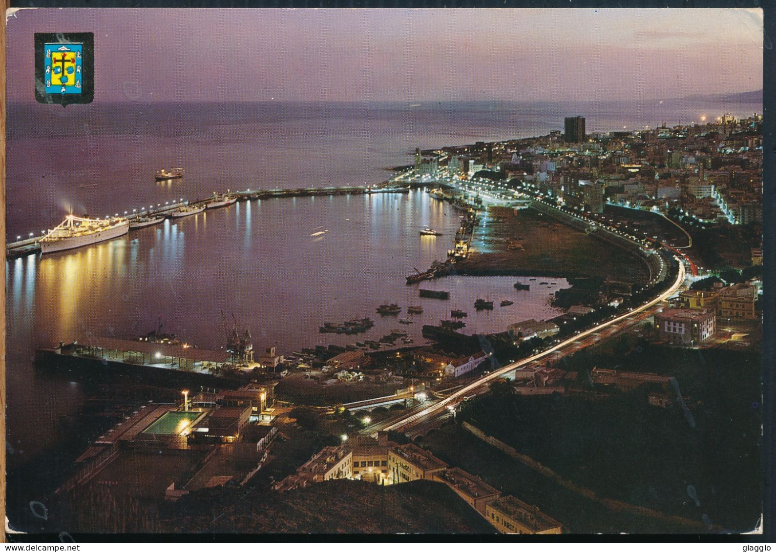 °°° 31023 - SPAIN - SANTA CRUZ DE TENERIFE - VISTA NOCTURNA DEL PUERTO - 1973 With Stamps °°° - Tenerife