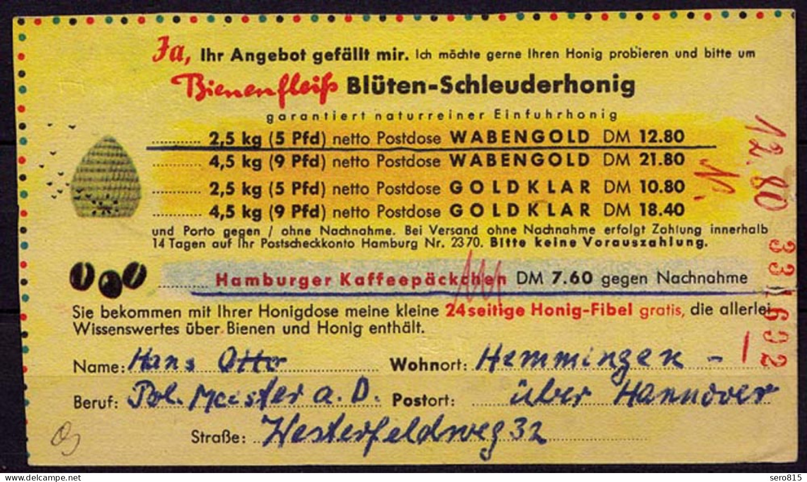 Landpost Hemmingen-Westerfeld über Hannover  Karte 1956   (b966 - Altri & Non Classificati
