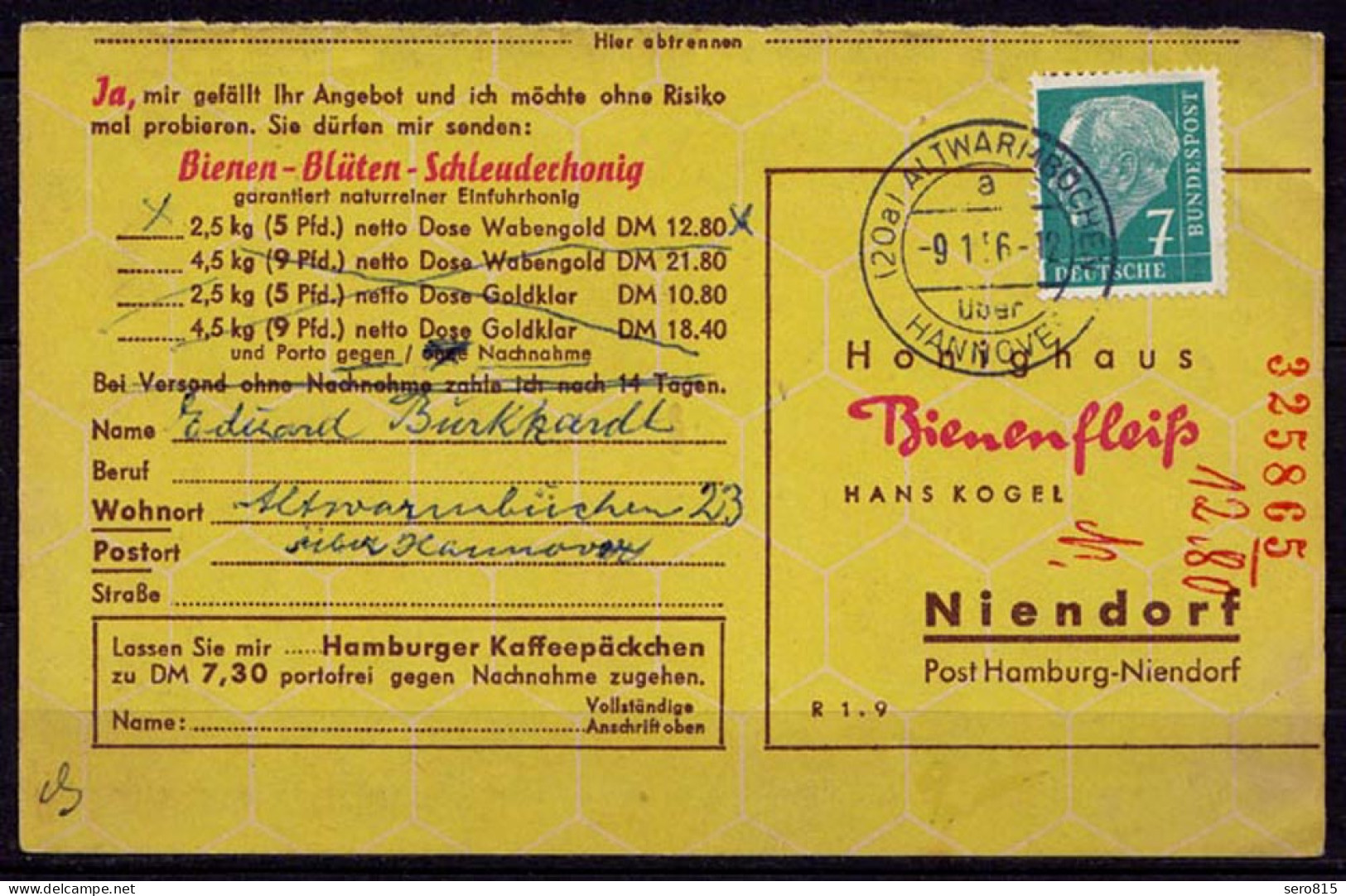 Landpost ALTWARMBÜCHEN über Hannover  Karte 1956   (b967 - Andere & Zonder Classificatie