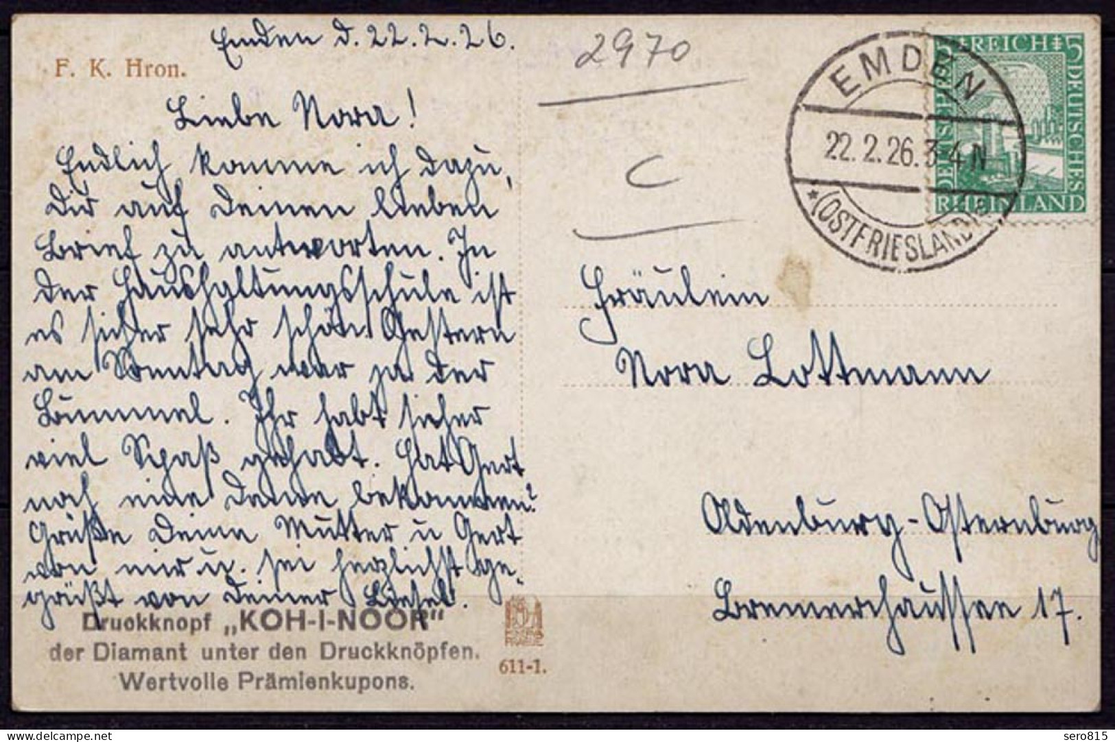 1926 EMDEN Ostfriesland Schöner Stempel Auf Karte   (b969 - Autres & Non Classés