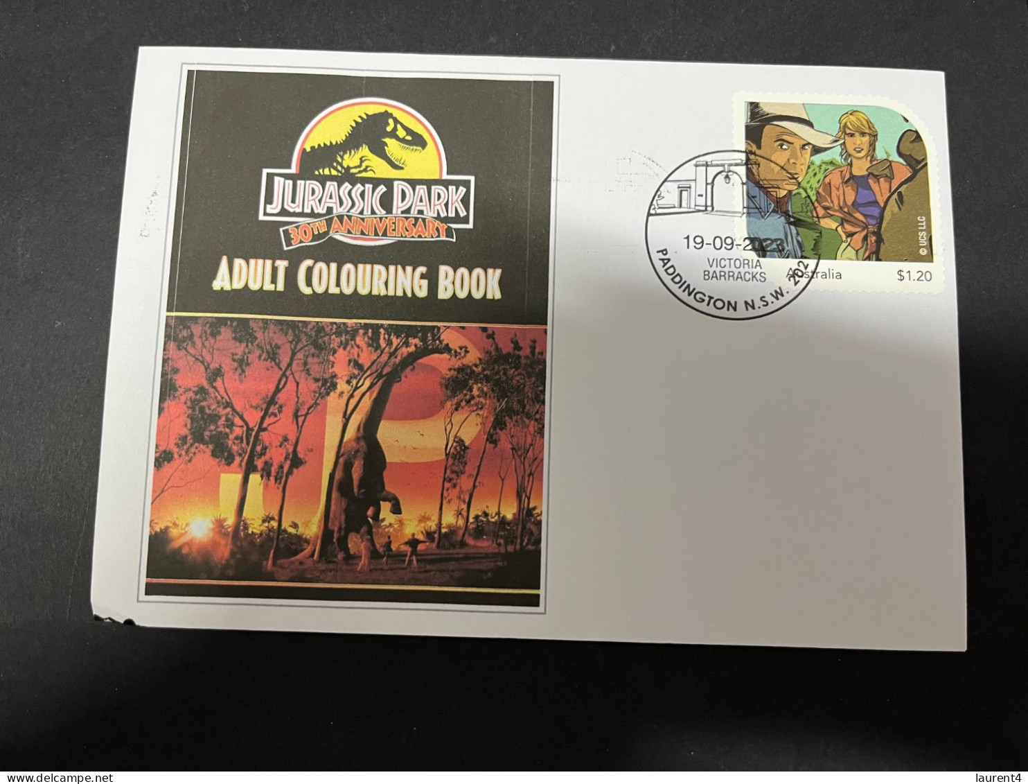 17-5-2024 (5 Z 17) Australian Personalised Stamp Isssued For Jurassic Park 30th Anniversary (Dinosaur & Jurassic Park) - Vor- U. Frühgeschichte