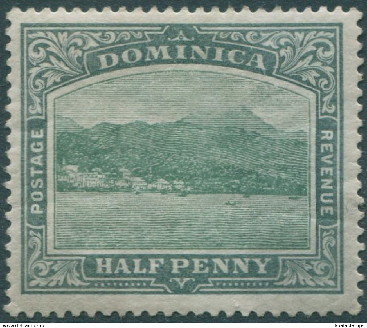 Dominica 1902 SG27 ½d Green And Grey-green KGV Roseau Crown CC Wmk MLH (amd) - Dominique (1978-...)