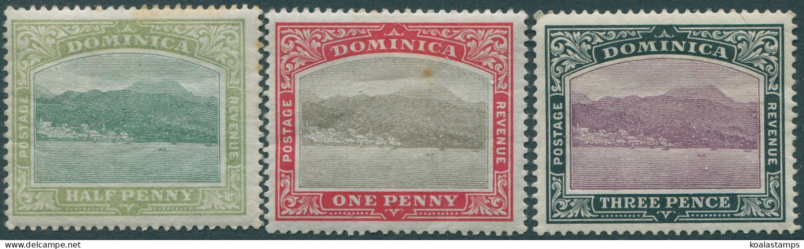 Dominica 1903 SG27-31 KGV Roseau Crown CC Wmk (3) Few Toned Perfs/spot MH (amd) - Dominique (1978-...)