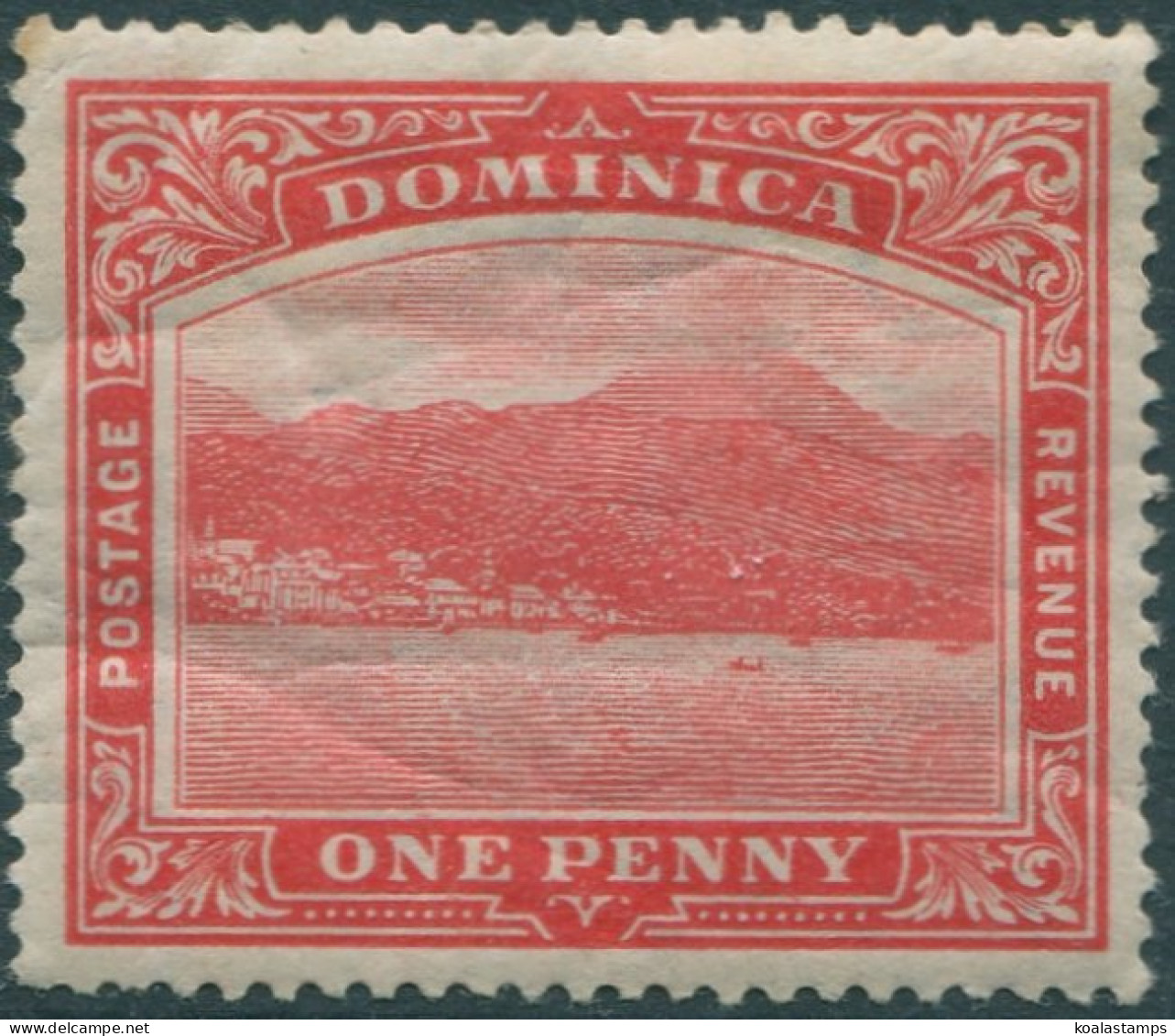 Dominica 1912 SG48aw 1d Carmine-red KGV Roseau Mult Crown CA Wmk Rev MLH (amd) - Dominique (1978-...)