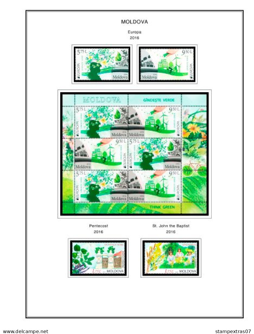 COLOR PRINTED MOLDOVA 2011-2020 STAMP ALBUM PAGES (52 illustrated pages) >> FEUILLES ALBUM