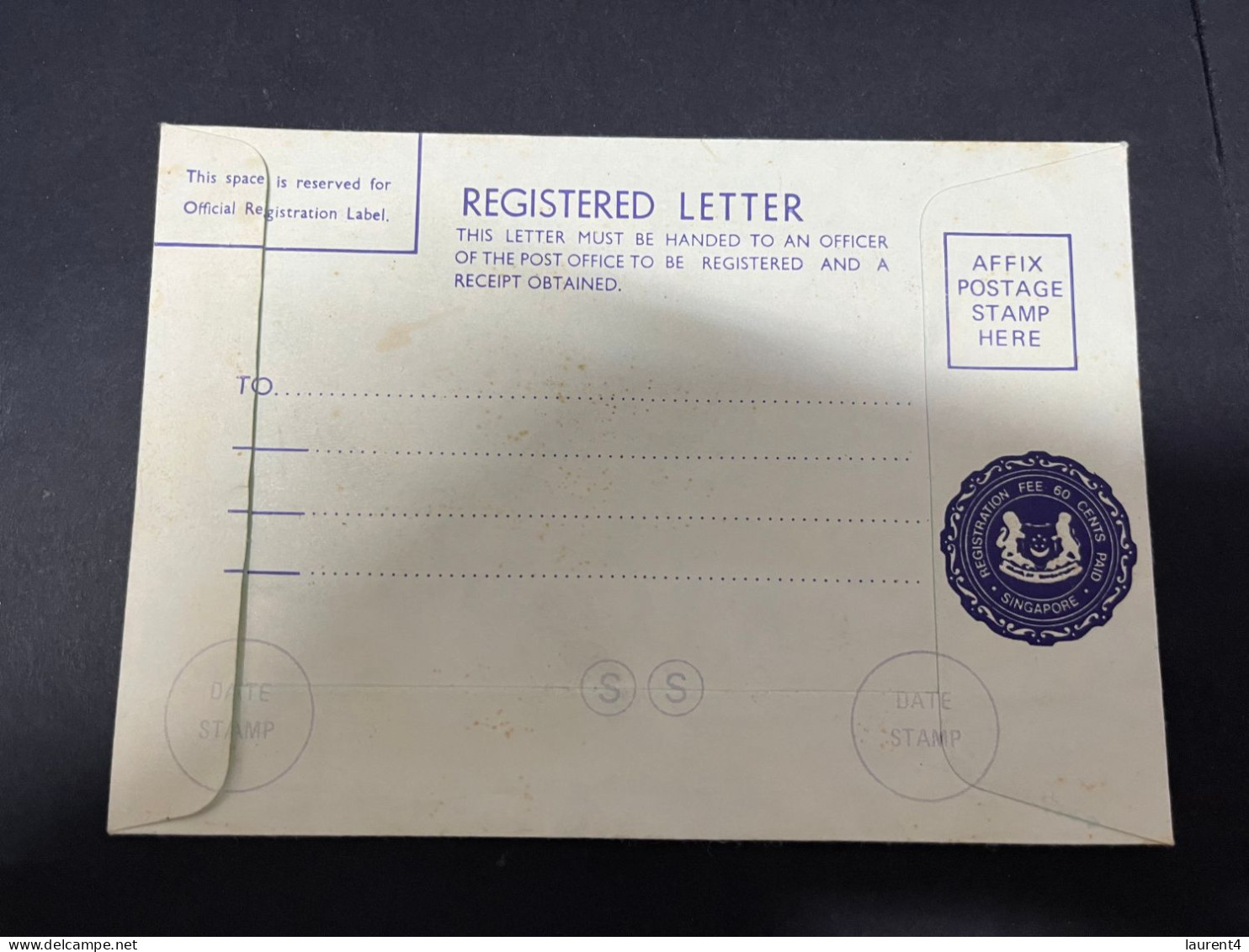 17-5-2025 (5 Z 17) Singapore "registered" Letter 1975 (60c Unused) - Singapour (1959-...)