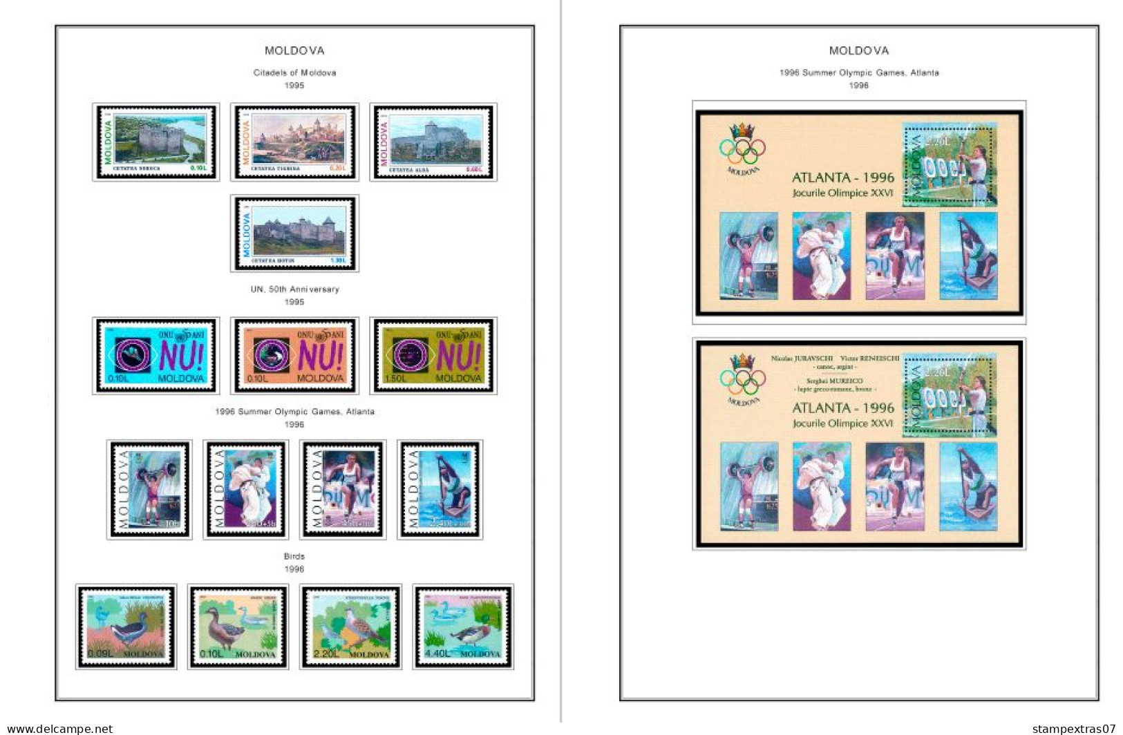 COLOR PRINTED MOLDOVA 1991-2010 STAMP ALBUM PAGES (92 illustrated pages) >> FEUILLES ALBUM