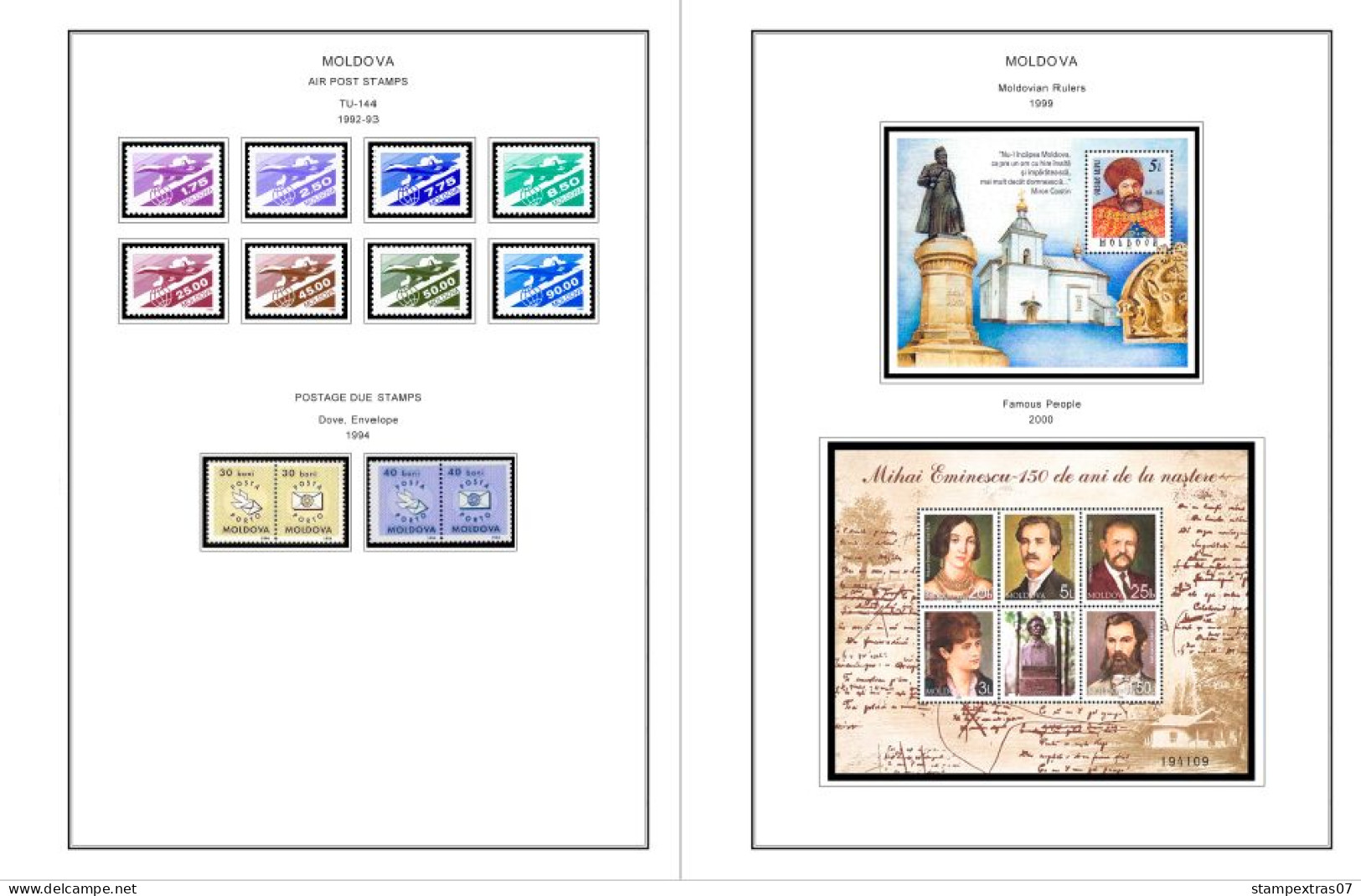 COLOR PRINTED MOLDOVA 1991-2010 STAMP ALBUM PAGES (92 illustrated pages) >> FEUILLES ALBUM