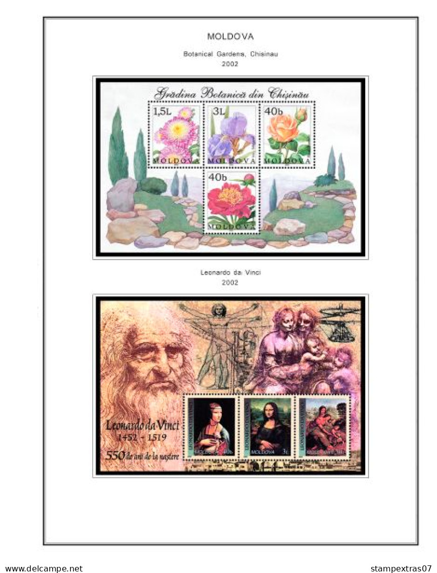 COLOR PRINTED MOLDOVA 1991-2010 STAMP ALBUM PAGES (92 illustrated pages) >> FEUILLES ALBUM