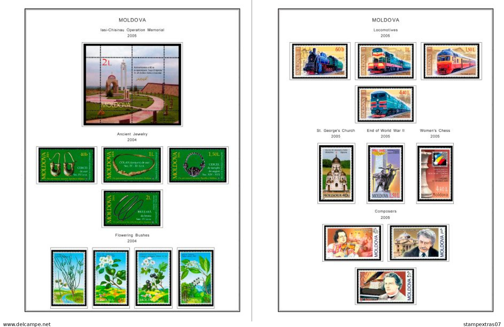 COLOR PRINTED MOLDOVA 1991-2010 STAMP ALBUM PAGES (92 illustrated pages) >> FEUILLES ALBUM