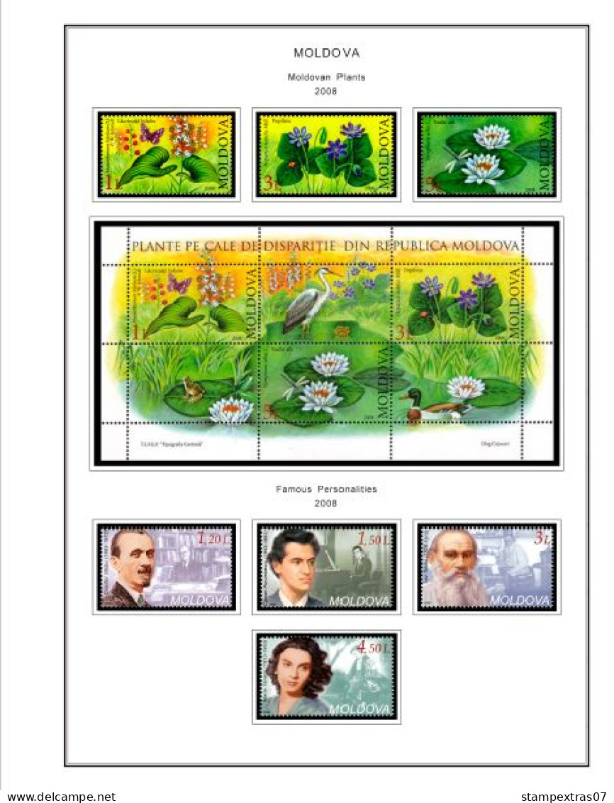 COLOR PRINTED MOLDOVA 1991-2010 STAMP ALBUM PAGES (92 illustrated pages) >> FEUILLES ALBUM