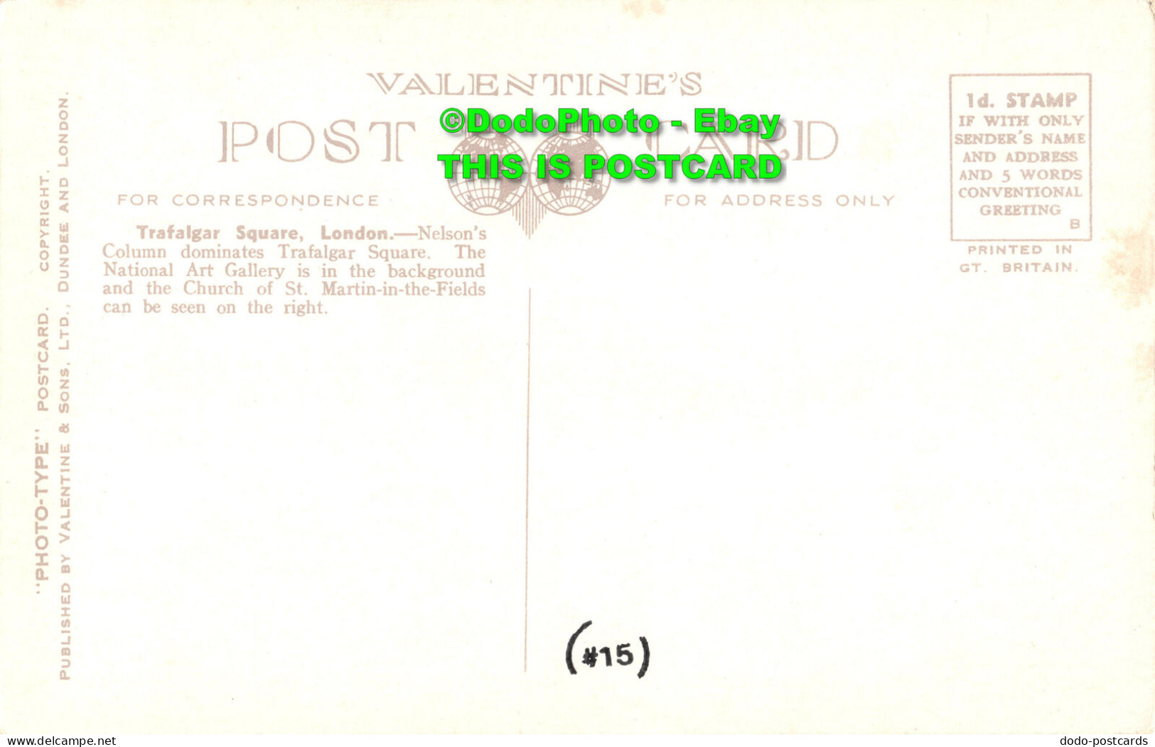 R450631 London. Trafalgar Square. Valentine. Photo Type - Other & Unclassified
